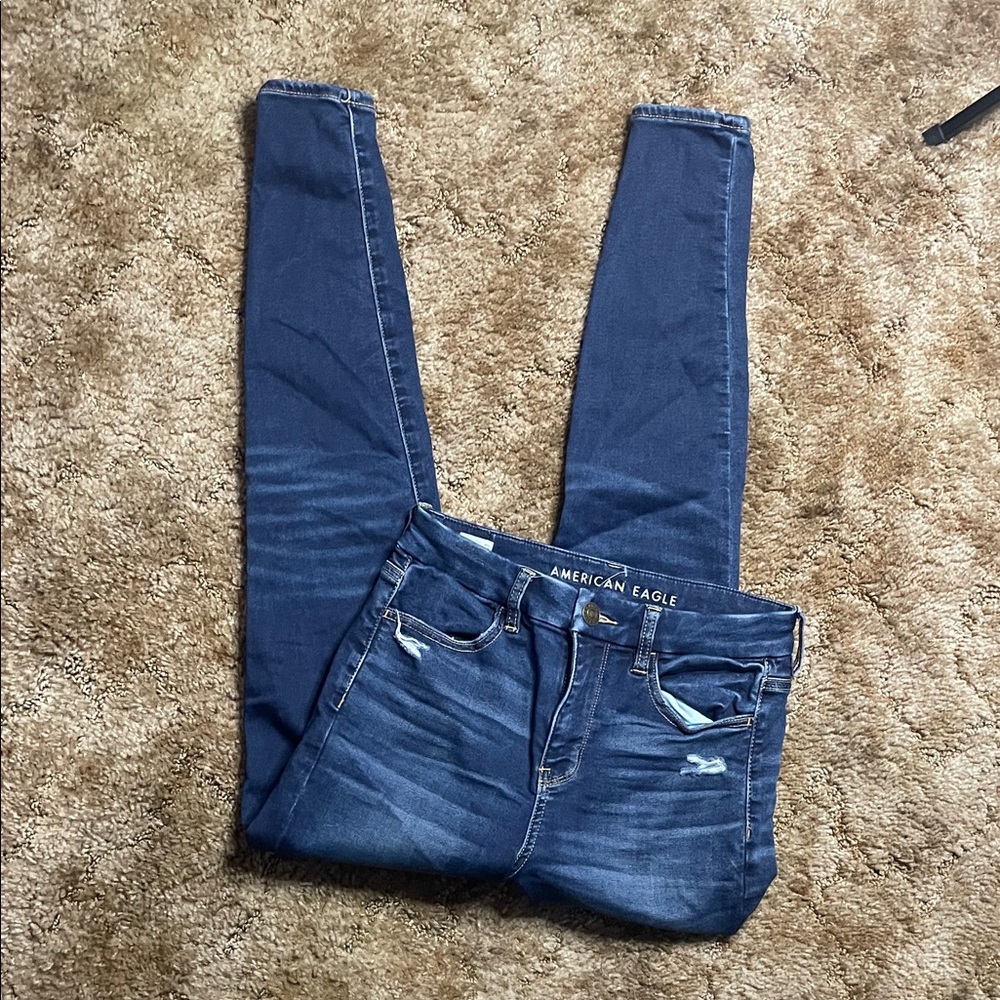 American Eagle Next Level Stretch Curvy High Rise Jegging Faux Ripped Size 4